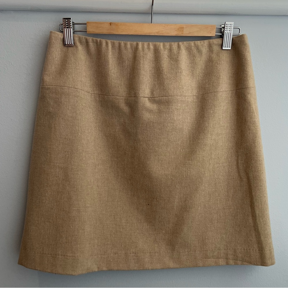 Beige stretch wool suiting skirt